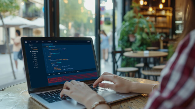 Software development programming on computer screen for brisk application and program coding