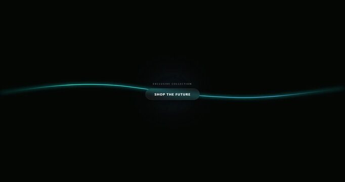 Shop the future button with glowing neon light line, digital web interface design element for e-commerce and marketing.