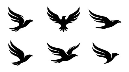 Naklejka premium Eagle Logo Set, Minimalist Bird Vector Icons for Branding