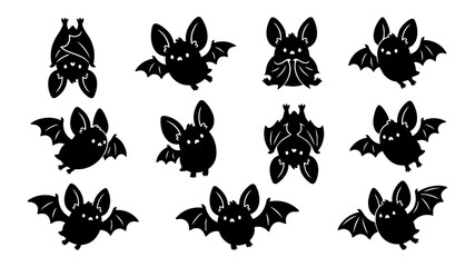 Cute Bat Silhouette Set, Halloween Vector Icons for Branding © Stock Master 