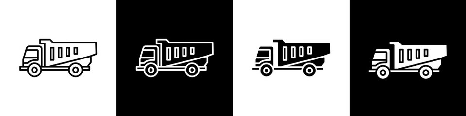 Dump truck black and white icon design concept © okta