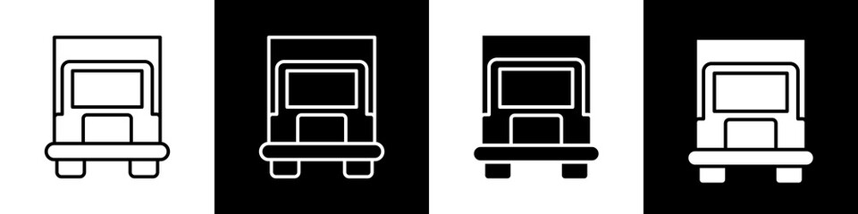 Truck container black and white icon design concept © okta