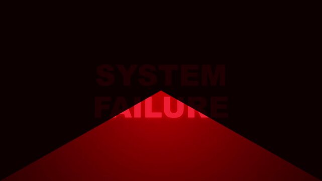 Red System Failure Warning Text on Dark Background with Geometric Shadow Glitch Animation Concept Design.