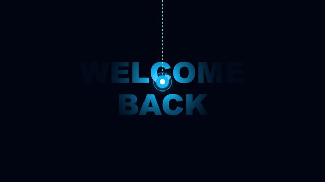 Welcome Back Blue Neon Text Animation on Black Background for Website Intro or Greeting Motion Graphic Video