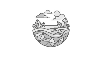 Geometric crystal landscape icon in minimalist vector style. © Aleksander