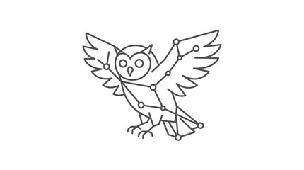 Owl constellation celestial bird line art illustration. © Aleksander