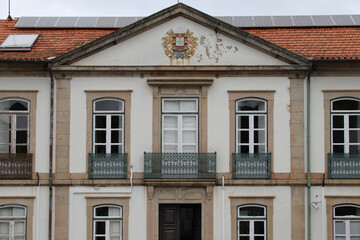 Obraz premium old stone hall (palace ?) in bragança in portugal 