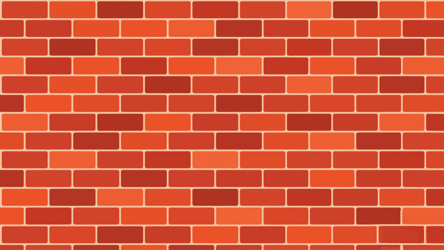 Flat vector illustration of a red brick wall pattern background