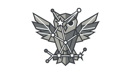 Symmetrical owl constellation and star map line art. © aflahul rozi