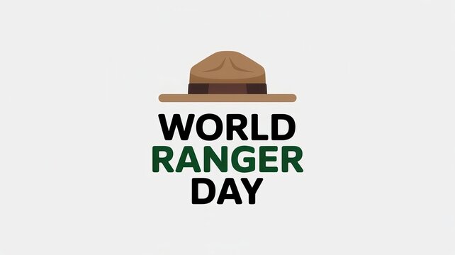 World Ranger Day concept with a ranger hat on a solid white background.