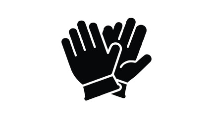 Obraz premium black glove icon, hand protection symbol, work glove sign
