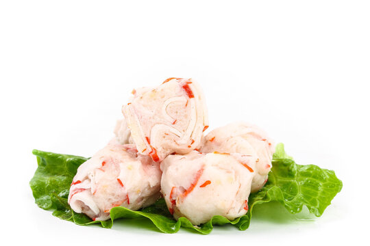 Traditional Chinese Teochew Shrimp Balls with Fresh Lettuce