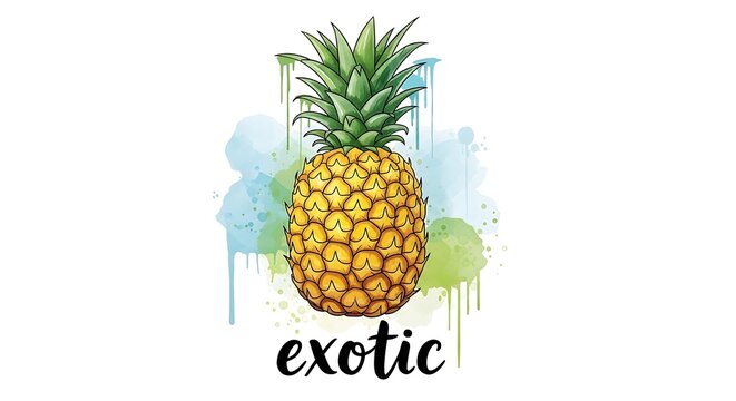 Vibrant pineapple illustration on white backdrop for tropical design