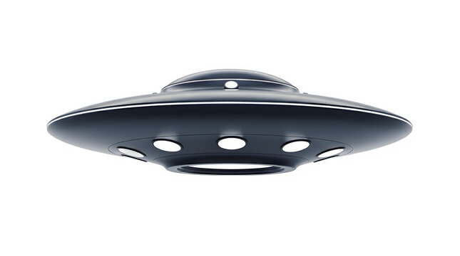 Metallic unidentified flying object saucer hovering in the sky with spaceship extraterrestrial metallic hovering astronomy technology exploration unexplained phenomenon universe aerospace