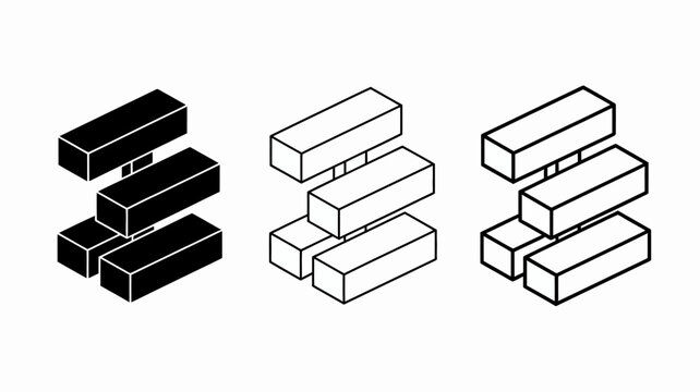 Isometric illustration of stacked rectangular blocks in different orientations