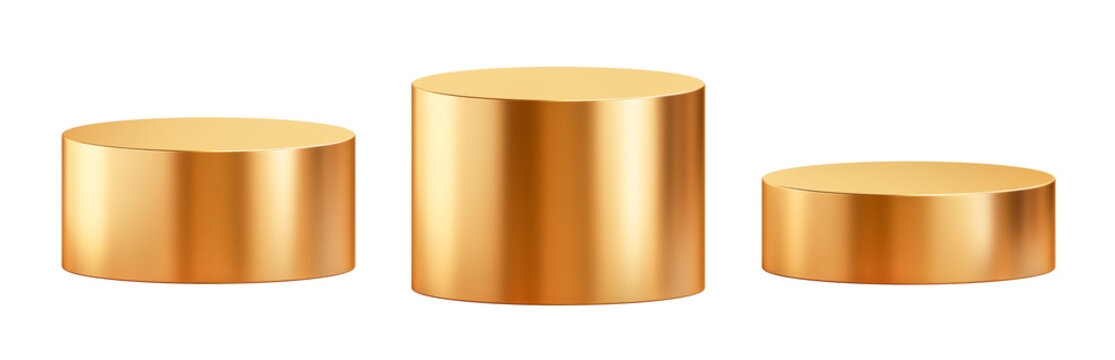 3D Gold Podium Pedestal Stand Stage Display Isolated Transparent Png Background