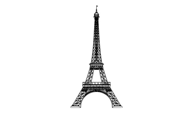 Eiffel tower line art illustration minimalist paris landmark black outline vector