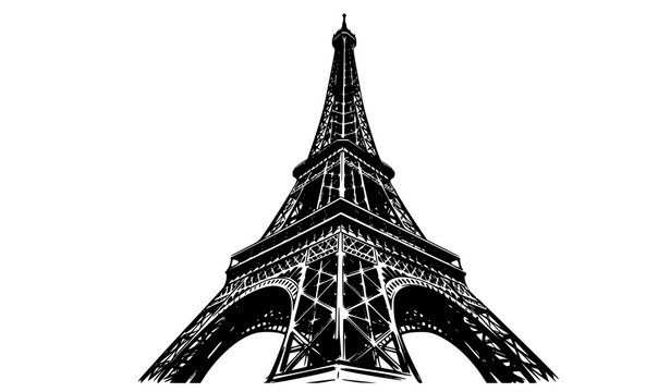 Eiffel tower black silhouette vector graphic modern paris landmark illustration