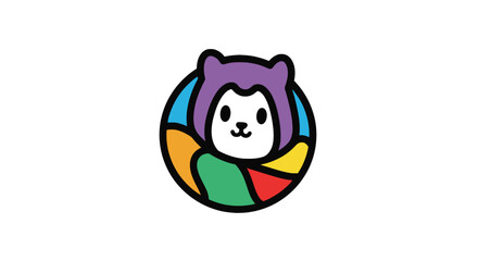 Colorful circular panda mascot logo © udin