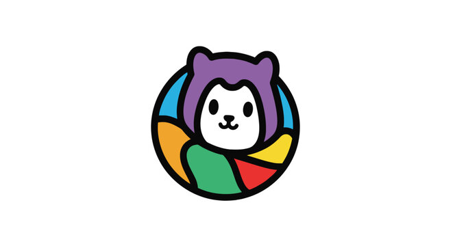 Colorful circular panda mascot logo