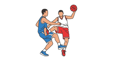 Fototapeta premium Basketball players competing during game match illustration.
