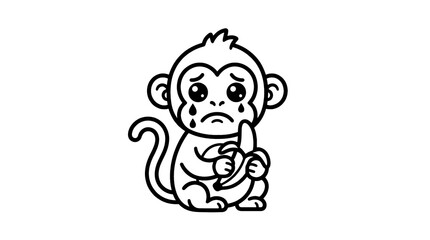 sad monkey with finger on lips © Azizul