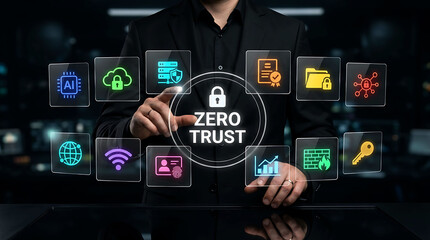 Obraz premium Zero Trust Security Platform AI Driven Cybersecurity Access Control Protection
