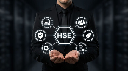 Fototapeta premium HSE Integrated Management System For Health Safety Environment And Compliance