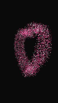 Vertical Glowing Particle Heart on Elegant Black Background 4K