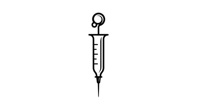 Black and white syringe medical injection illustration vector.