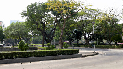 Fototapeta premium Lush Green Campus Landscape at Chulalongkorn University in Bangkok Thailand