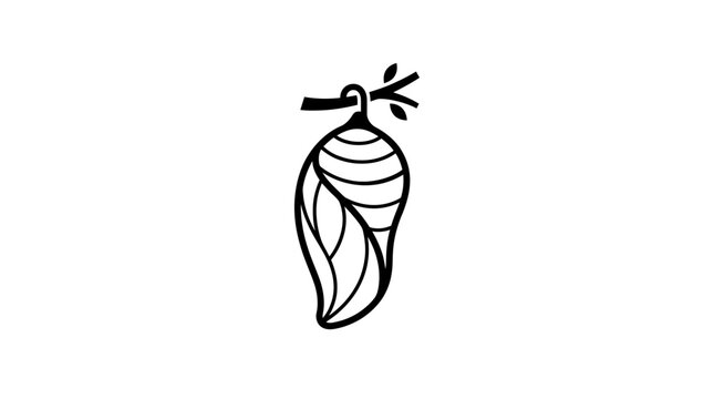 Detailed illustration of chrysalis with emerging insect.