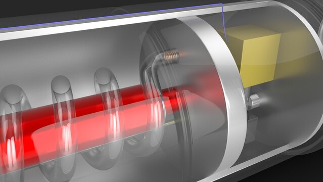 The ruby laser is a solid-state laser that utilizes a synthetic ruby crystal as its gain medium. Invented by Theodore Maiman in 1960, it was the first working laser in history. It produces intense, de