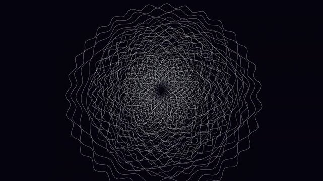 Mesmerizing 4K UHD loop of a glowing pearl chladni pattern morphing through an abstract topology field in crisp volumetric detail. Ideal for meditation background, corporate background. 4K UHD.