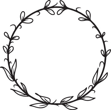 Elegant Hand Drawn Laurel Wreath Circle Border Vector
