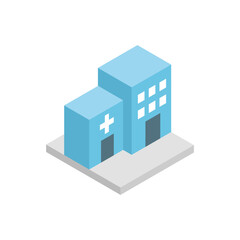 Fototapeta premium Hospital isometric icon. building with a cross