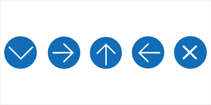 Blue Arrow Direction Icon Set Vector Illustration &ndash; Navigation, Move, Next, Up, Down, Left and Right Symbols