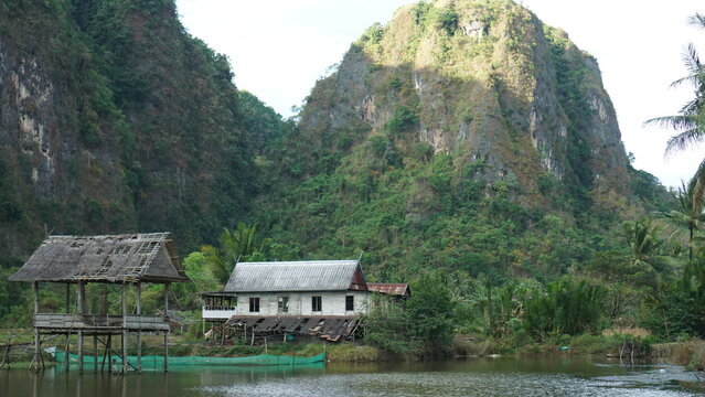 Beautiful Natural Scenery of Rammang-Rammang near Makassar Indonesia