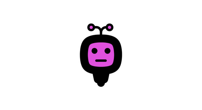 Minimalist purple robot head icon with antenna