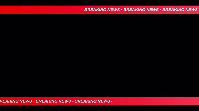 Live breaking news lower third with alpha channel, Broadcast breaking news animation on transparent background