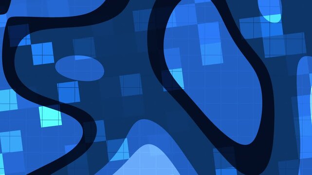 animated blue abstract background gradient digital graphic with neon cyan pixels and light squares, suitable for backgrounds, web design, print materials, and digital art.
