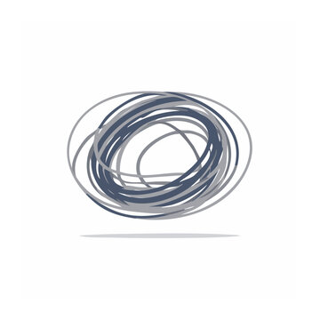 Abstract scribble in blue and gray on white background