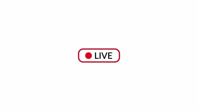 live button Animation on transparent background in 4K, Simple live streaming icon animation, live streaming and broadcast icon Animation with Alpha Channel.