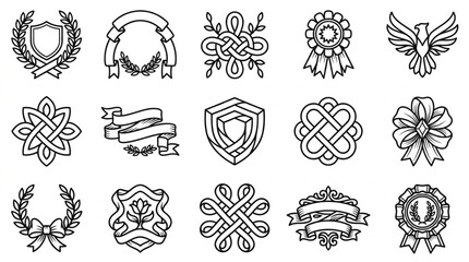 Obraz premium Collection of Heraldic and Ornamental Emblem Designs