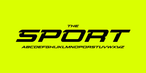 Naklejka premium Airforce sports alphabet, sharp dynamic letters, bold speed font for racing competitive branding, aerodynamic headline, athletic typography, modern typographic design. Vector typeset