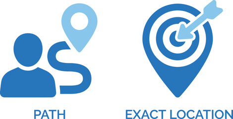 Vector illustration of navigation icons for path and exact location © NadimMahmud