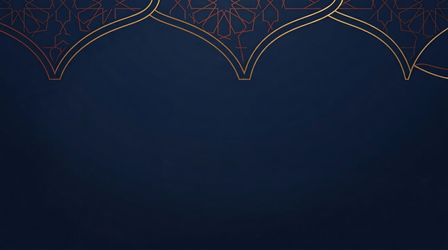 Luxurious Dark Blue Background Featuring Elegant Metallic Geometric Arch Pattern Design