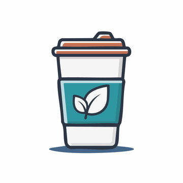 Eco-friendly coffee cup with leaf logo