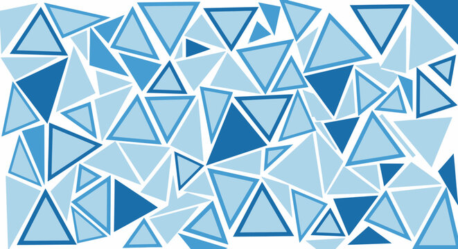Abstract blue geometric pattern of overlapping triangles on white background