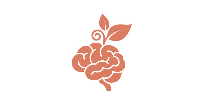 Human brain with growing green leaves vector illustration
